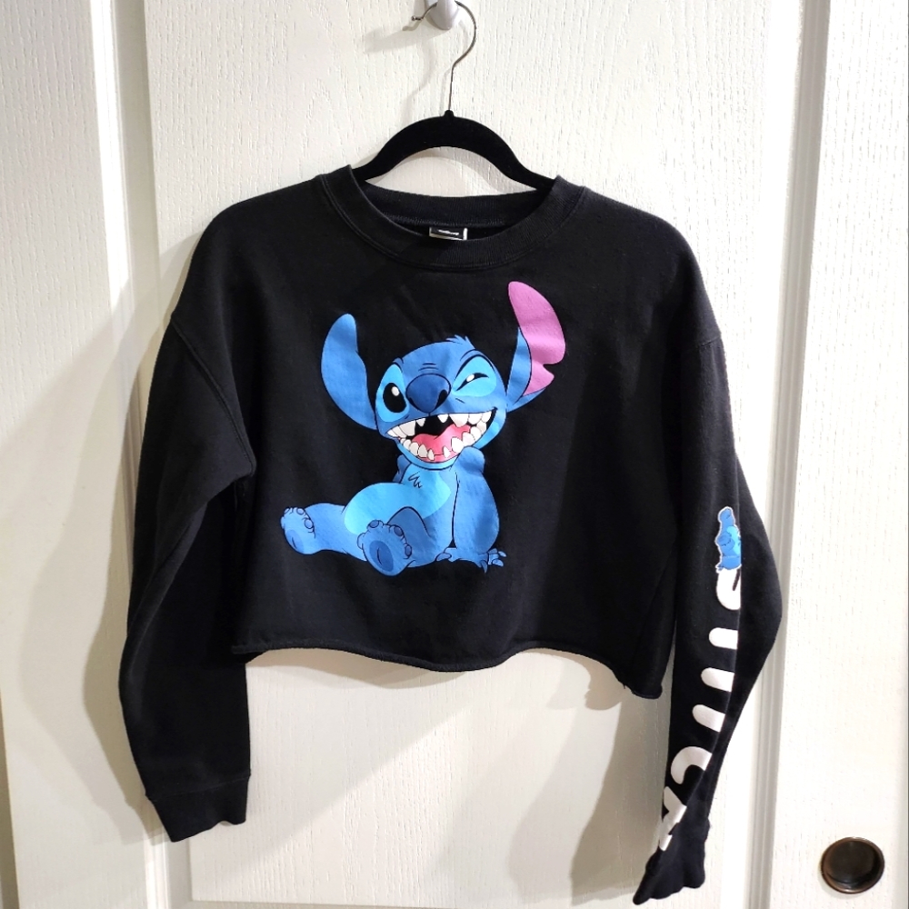 Disney Stitch Cropped Fleece Sweatshirt Sz X-Small